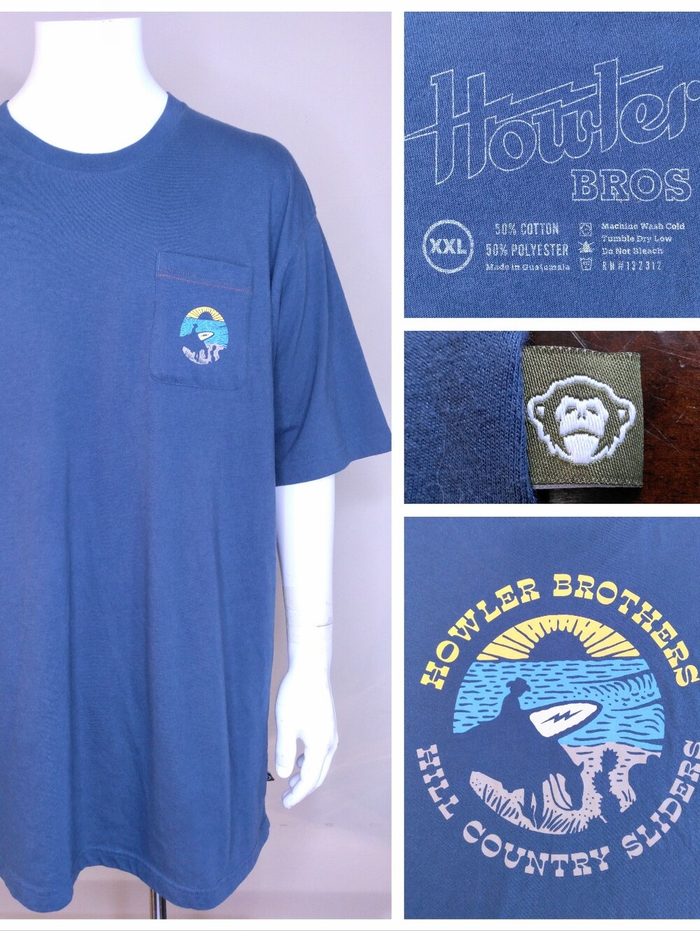 HOWLER BROTHERS T Shirt XXL HILL COUNTRY SLIDERS Graphic Tee 2XL Outdoors USA SS
